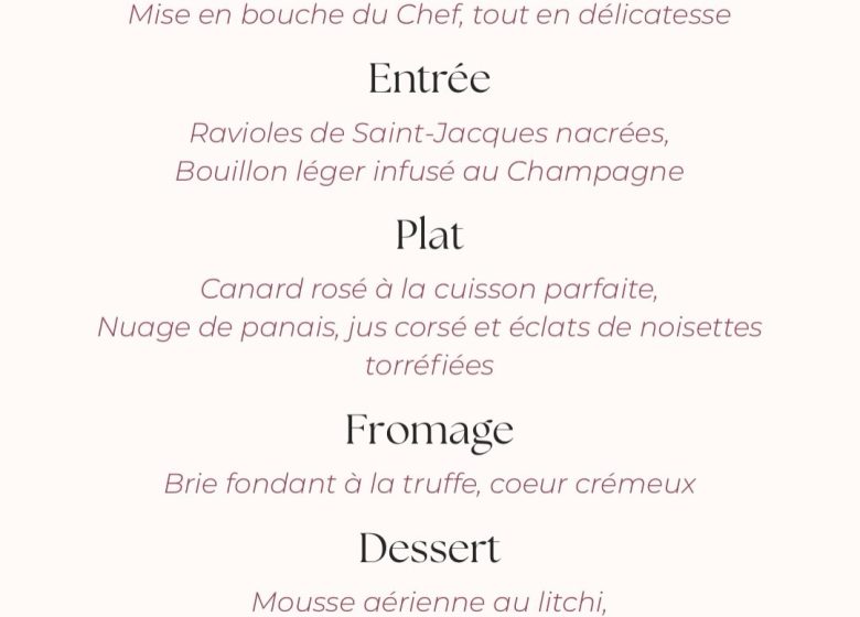 Menu de la Saint-Valentin