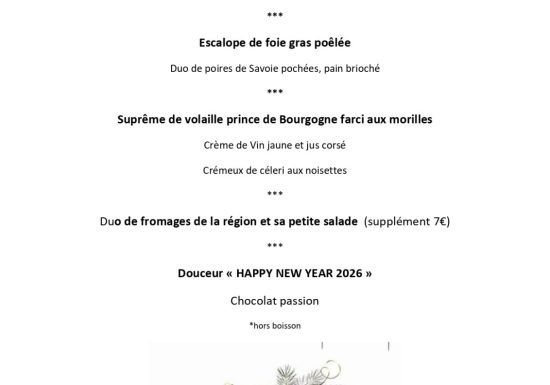 Menu Réveillon du 31 décembre